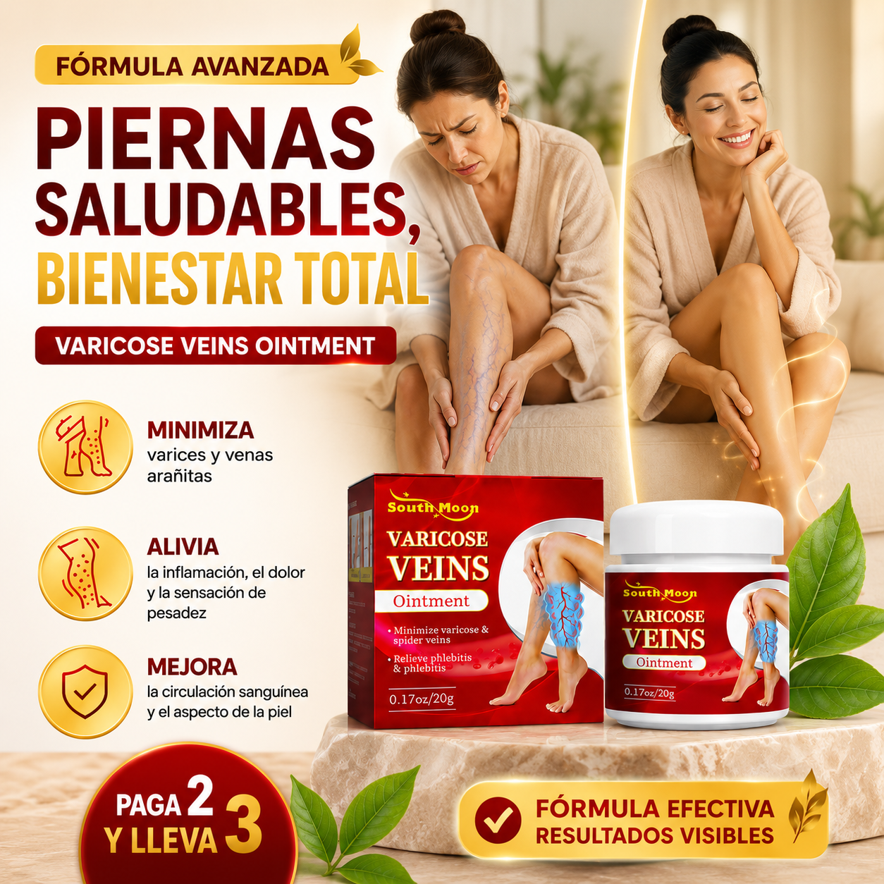 PAGA 2 y LLEVA 3 | Crema para Venas Várices