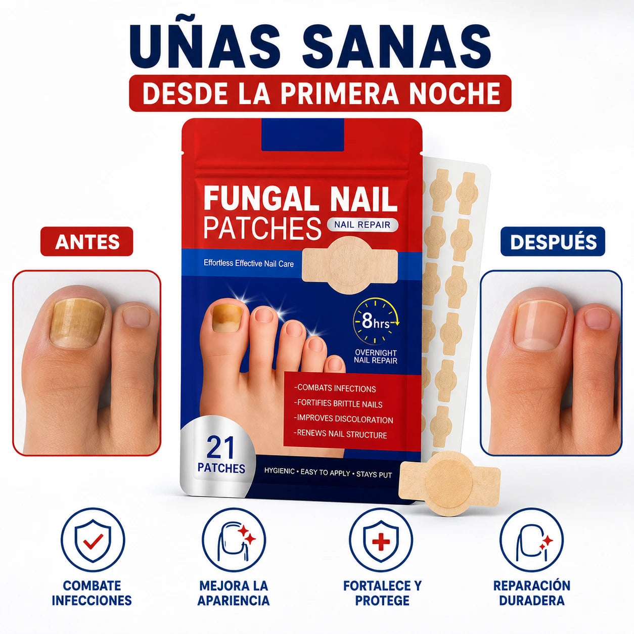 Parches de Uñas para el Tratamiento de Hongos x21