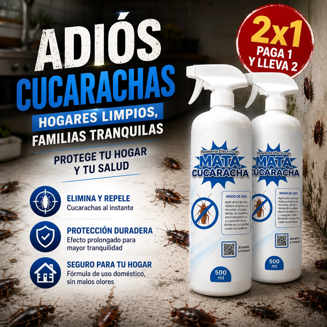 Paga 1 Lleva 2 | Polimero Siliconado Mata Cucarachas
