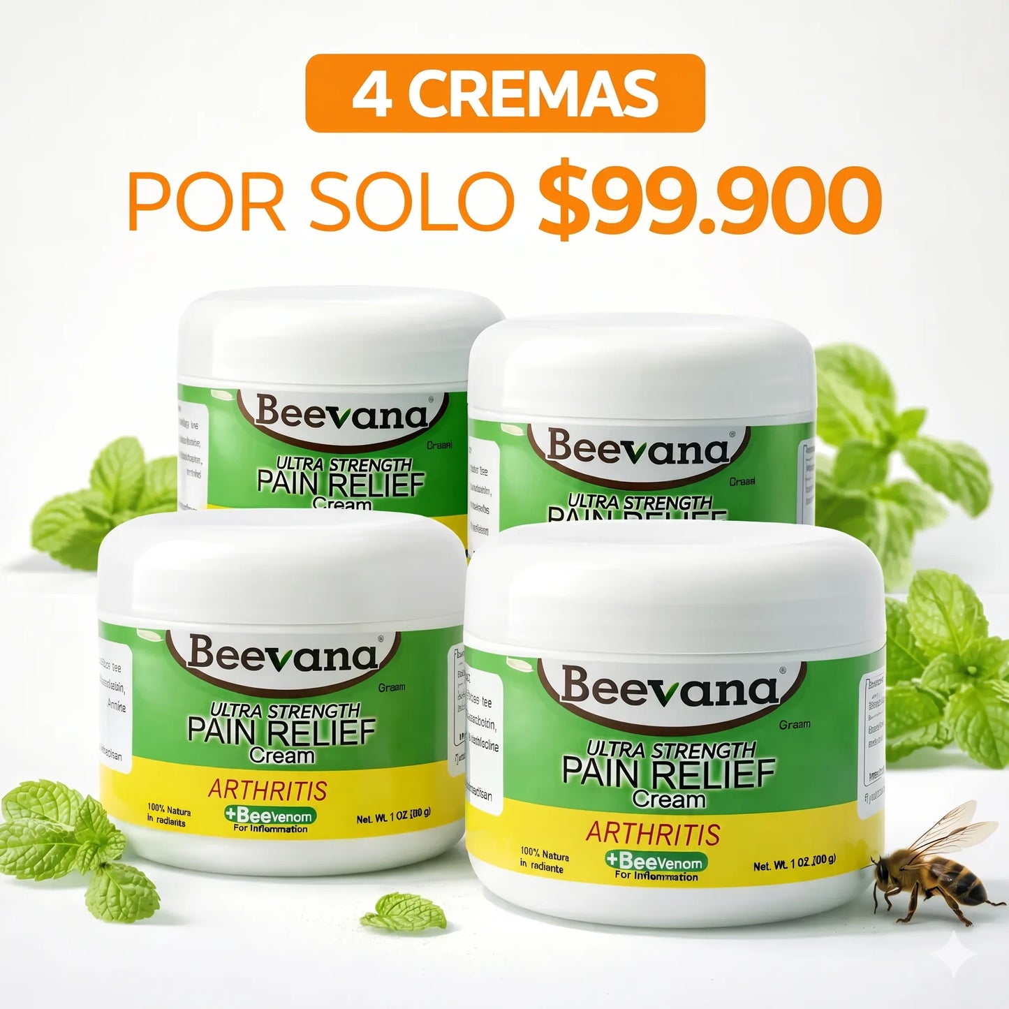Paga 2 LLeva 4 | Crema para Dolor Muscular y Articular Beevana