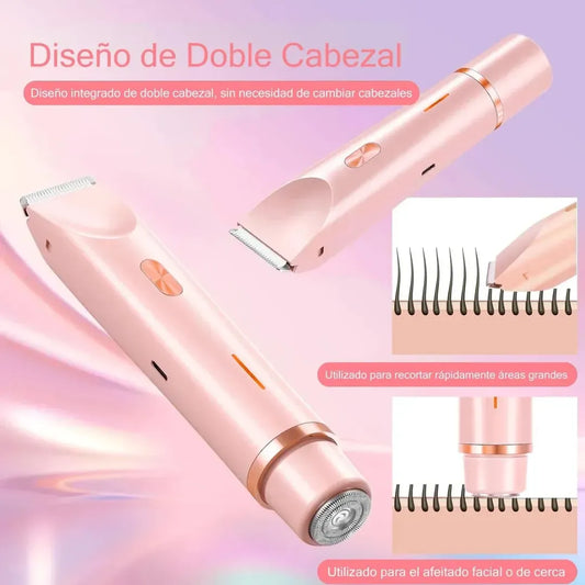 Rasuradora Depiladora 2 en 1: Piel suave y sin irritación en minutos.
