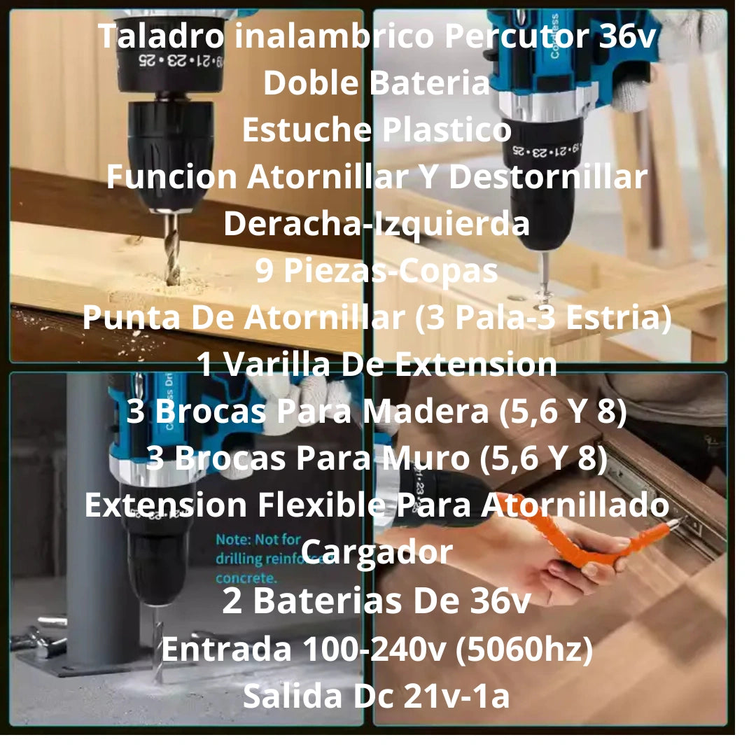 Taladro inalámbrico, Potencia Sin Cables