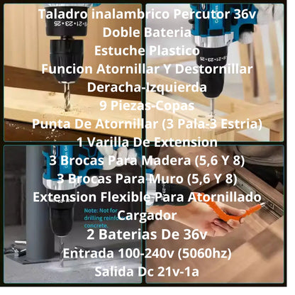 Taladro inalámbrico, Potencia Sin Cables