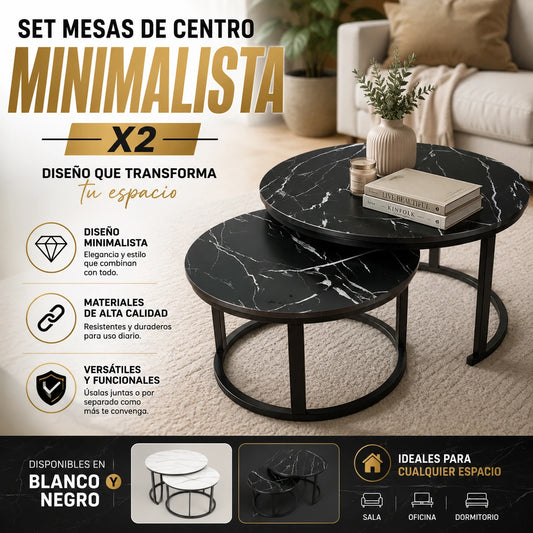 Set Mesas de Centro Minimalista x2