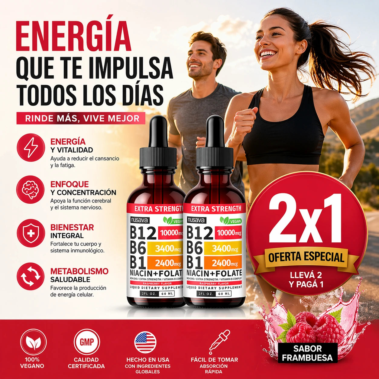 Promo 2x1 | Suplemento Vitamina B12 - B6- B1|  Recupera tu Energía al Máximo