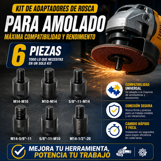 Kit de Adaptadores de Rosca para Amolador | 6 Piezas