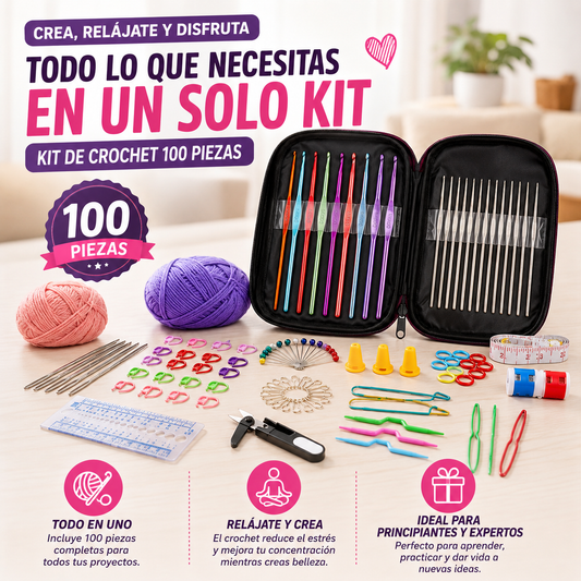 Juego de Crochet Kit de 100 Piezas