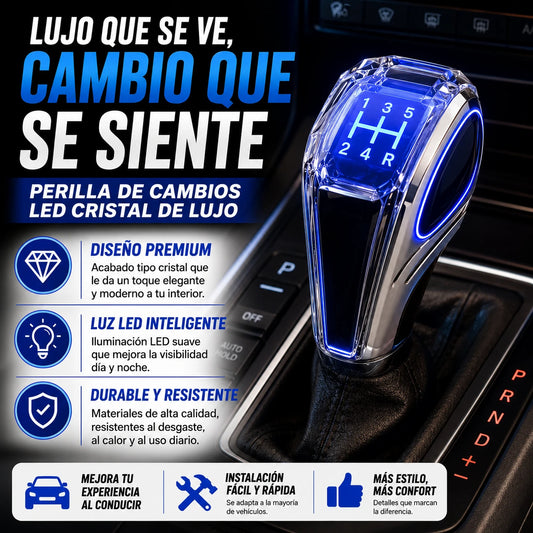 Perilla de Cambios Led Cristal de Lujo