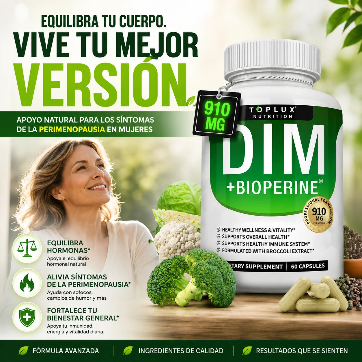 Suplemento DIM Bioperina | Regula tus Hormonas Naturalmente