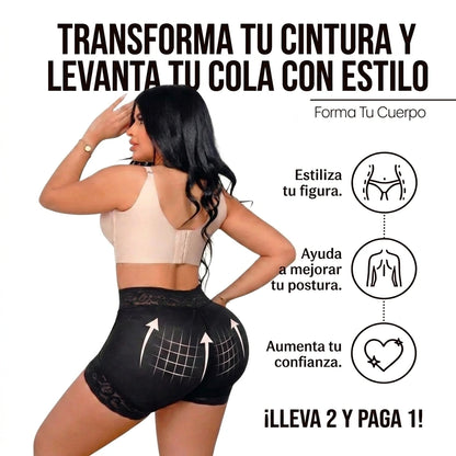 PAGA 1 LLEVA 2 | Panty Control Abdomen y Levanta Cola | Talle Alto con banda de silicona antideslizante