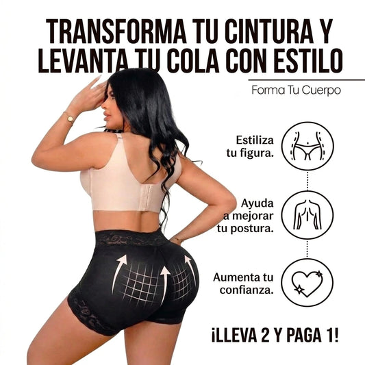 PAGA 1 LLEVA 2 | Panty Control Abdomen y Levanta Cola | Talle Alto con banda de silicona antideslizante