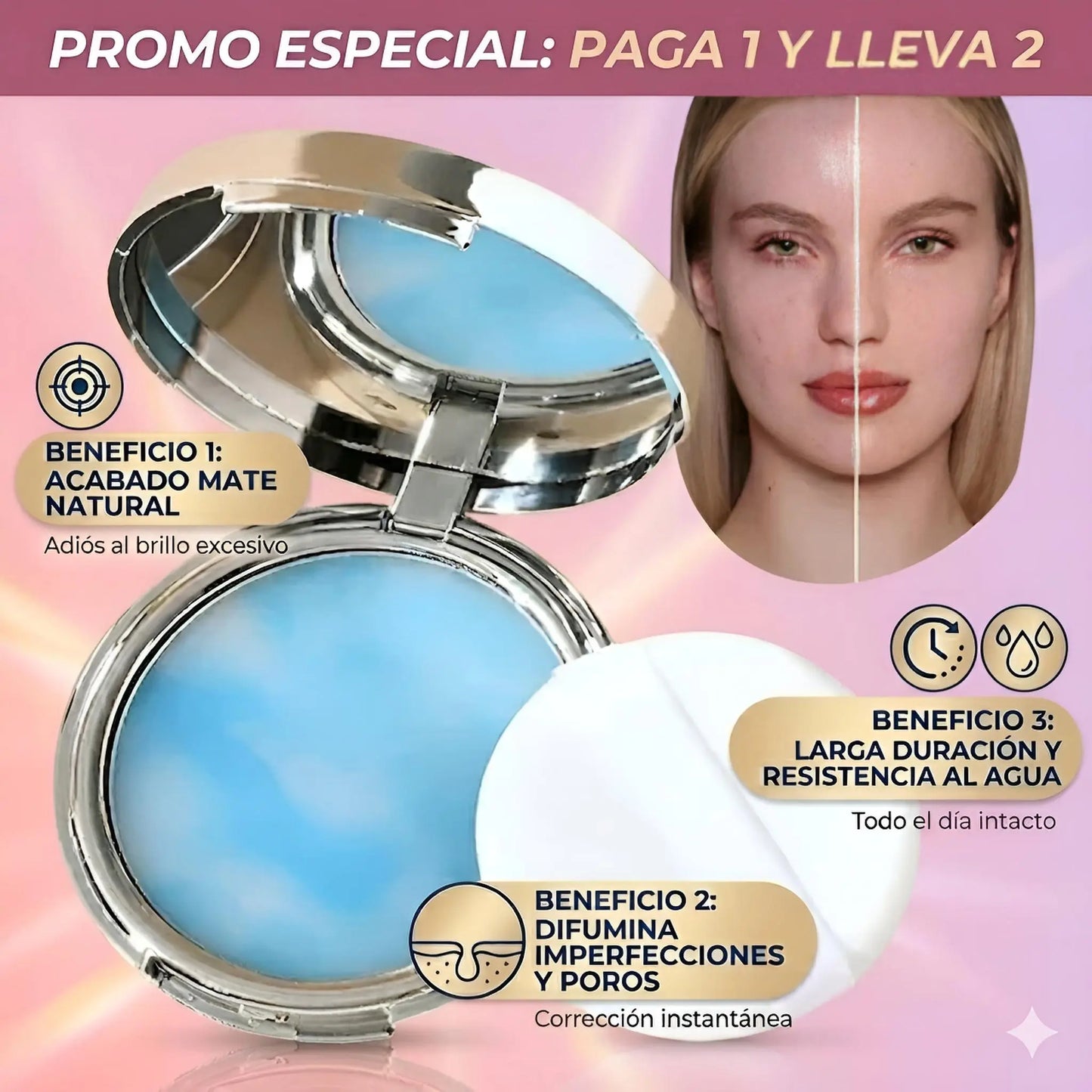 PAGA 1 LLEVA 2 - Polvo Control Brillo | Piel Mate Instantánea