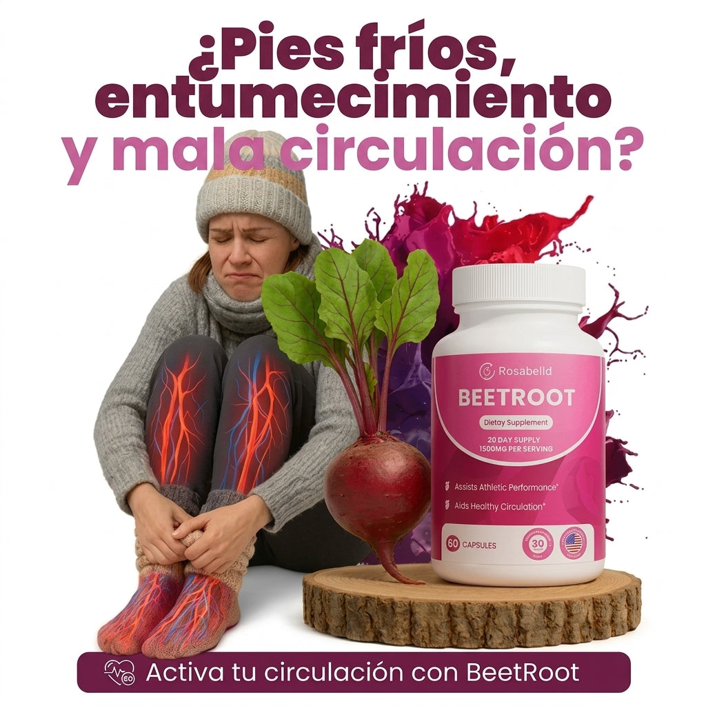 Cápsulas de Remolacha Orgánica Rosabella | Mejora tu Circulación Naturalmente