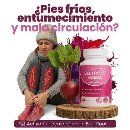 Cápsulas de Remolacha Orgánica Rosabella | Mejora tu Circulación Naturalmente