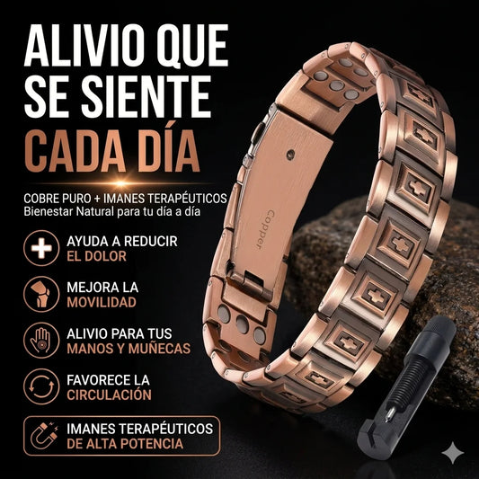Pulsera de Cruz de Cobre Puro con Imanes Terapéuticos