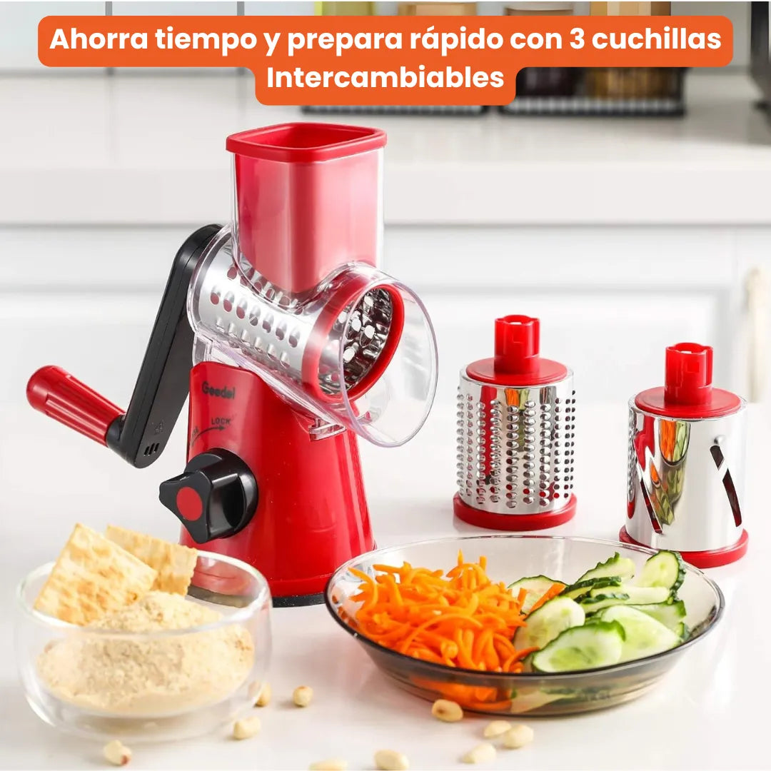 Rallador Giratorio || Incluye 3 Cuchillas Intercambiables