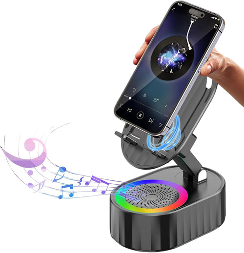 Altavoz 5 en 1: sonido potente, soporte para celular y luz LED